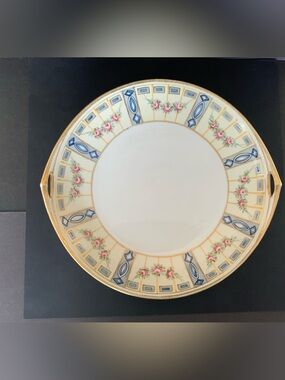 Vintage Mormura Nippon porcelain Handpainted Gold Gild Cake plate, Japan